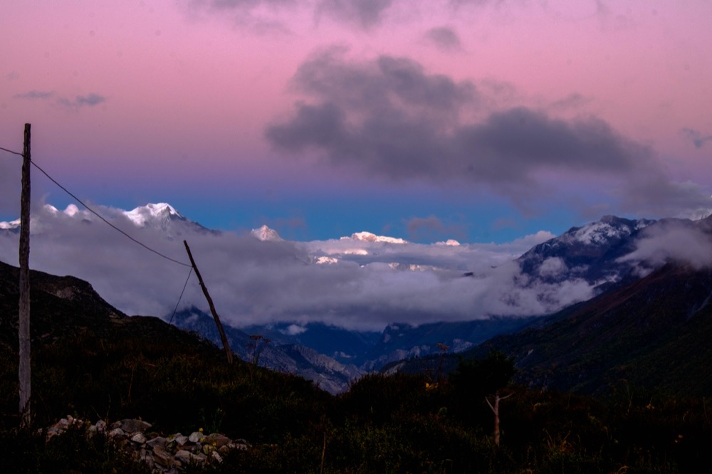 Sunset over Mt. Manaslu, Nepal